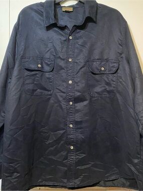 Men's Lightweight Dark Navy Button-Front Shirt Jacket me